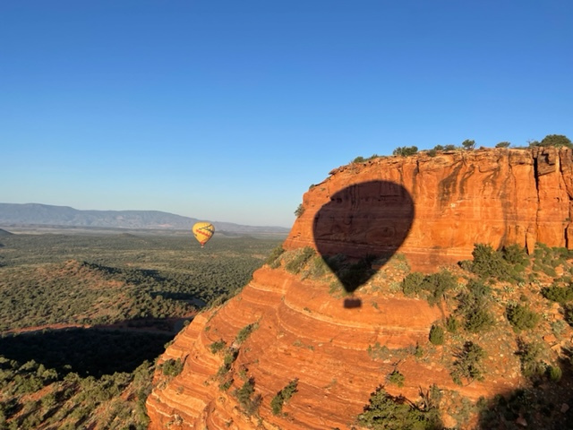 Hot air balloon and shadow